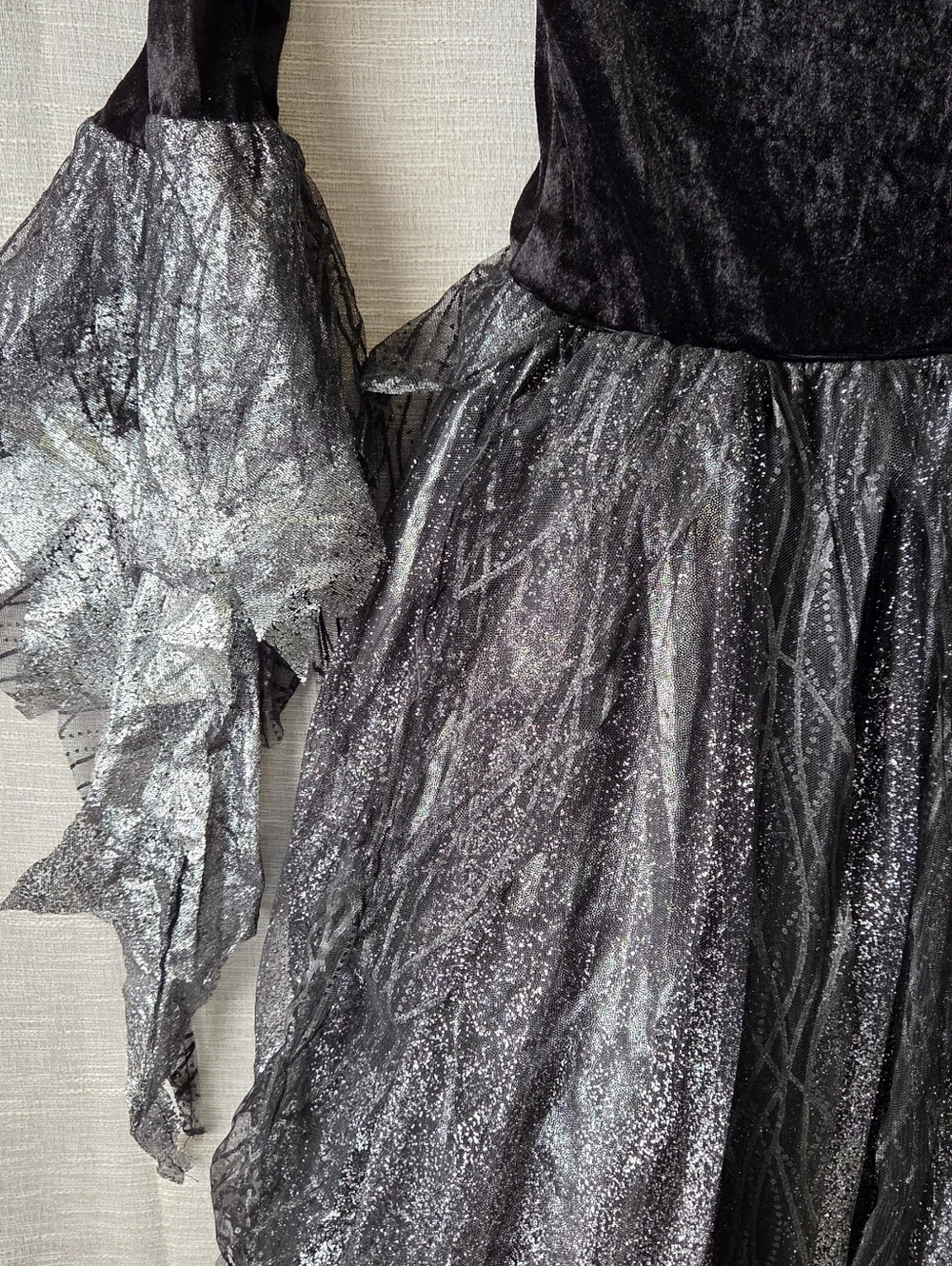 Spirit Halloween Black Metallic Witch Costume Dress large 14